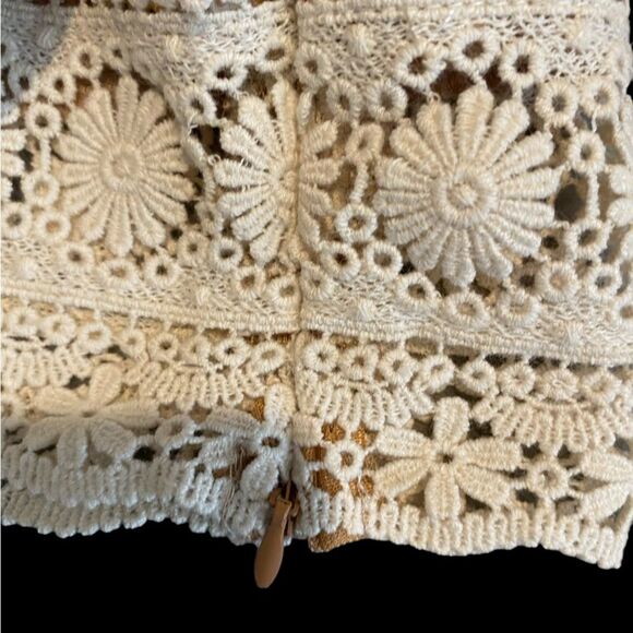 Free People Hayden boho crochet lace deep-V tie back crop top NWT size L - Picture 9 of 13